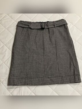 Talbots Black & White Houndstooth Skirt with Waist Belt